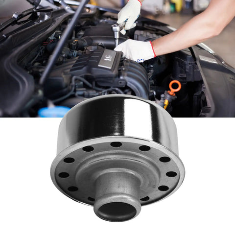 Round Valve Cover Breather Kit For SBC BBC SBF V8 Engines, Push In Breather, shown during vehicle installation and close-up