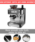 Grind To Order Freshness With This All In One Espresso Machine Packing A Built In Conical Burr Mill 15 Bar Pump Strength PID Temp Control And Fast Milk Frothing For Killer Lattes At Home, showing milk frothing process.