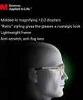 Profile view of person wearing Safety Glasses With Built In Readers Plus 2.0 Diopter For Reading And Eye Protection ANSI Z87 Clear Lens Gray Frame