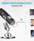 Wireless Handheld Digital Microscope for Kids and Adults, 50x to 1000x Magnification, 360 Degree Rotating Stand, Compatible With iPhone iPad Android Phones and Tablets, Portable, Great for Learning and Exploration. WiFi microscope on stand