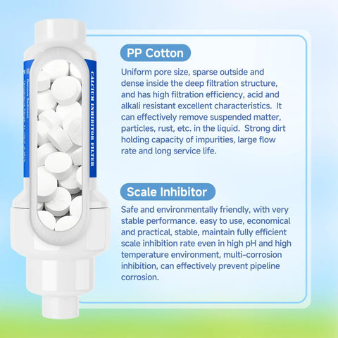 Calcium Inhibitor Filter For Three Quarter Inch Standard Garden Hose And Faucets Inline Sediment Anti Scale Mister Filter