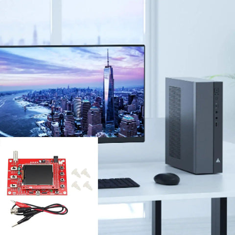Fully Assembled Digital Oscilloscope Kit With ARM Cortex M3 Processor And 2.4 Inch Color TFT Display next to a desktop setup