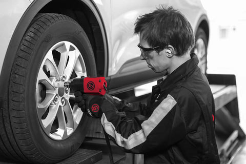 Mechanic uses CP7741 Half Inch Air Impact Wrench With Twin Hammer Power For Auto Repair And Shop Pistol Grip Design Ultra Fast 10000 RPM