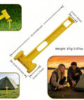 Camping Tent Stake Hammer With Puller Ultralight Nine Point Eight Four Inch Mallet Yellow PE Plastic Handle shown with dimensions.