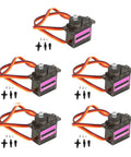 5 Pack Heavy Duty 9g Micro Servo Motor Featuring Upgraded Metal Gears And Double Ball Bearings For Rc Trucks Boats Helicopters And Crawlers with wiring.