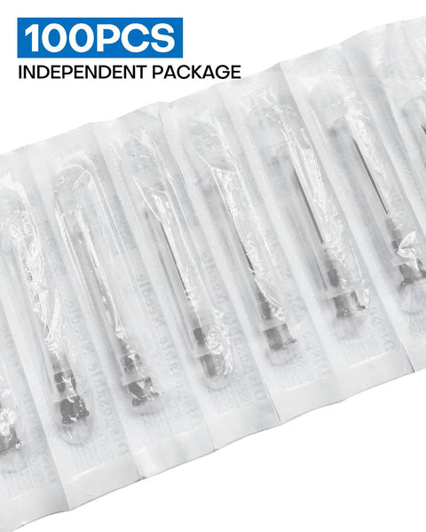100 Pack 22G 1 Inch Disposable Luer Lock Needles With Individual Packaging for Lab Refills and Precise Liquid Transfer