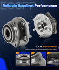 Front Wheel Hub Bearing Assembly For Jeep Cherokee Comanche Grand Cherokee Grand Wagoneer TJ Wrangler 4x4 5 Lug 4WD With ABS Replacement Fits 1989 To 1999, showing side and front views of the assembly