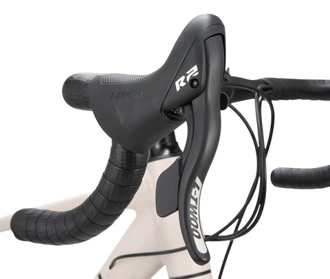 Road Bike Shift Lever 2x7 Speed Shifter With Brake Levers For Crisp Gear Changes, Ergonomic Aluminum Brake Levers, Shimano Compatible Front And Rear, Lightweight Composite Construction visible on a bike handlebar