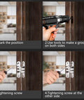 Installation steps of Heavy Duty Hidden Hinges 1-3/4 Inch Stainless Steel Concealed Barrel Hinge Set in a wooden door