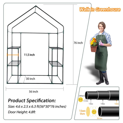 All Season Outdoor Walk In Mini Greenhouse With Frost Protection And Pest Shield Portable Garden Shelter For Seedlings And Plants 56 By 30 By 76 Inches No Fuss Setup Green