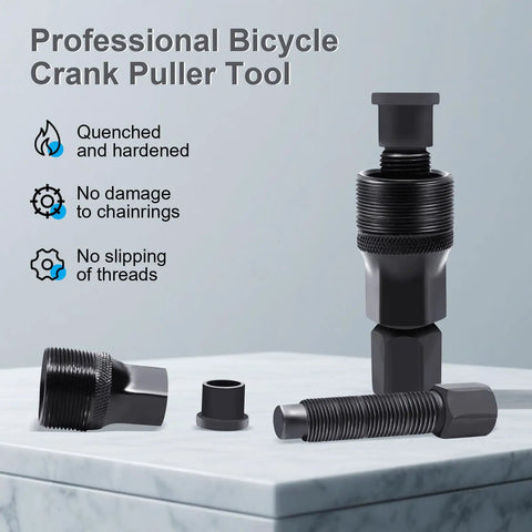 Heavy Duty Bike Crank Puller Tool For Square Taper And Splined Cranks Pro Grade Crank Removal Tool For Maintenance And Repair Durable Carbon Steel Build With Zero Damage To Threads Compact Portable Design on display with components