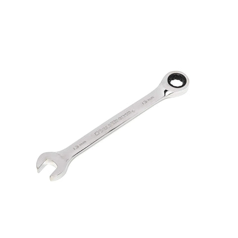 Ratcheting Combination Metric Wrench Set 5 Pc 12 Point with off corner loading box end shown at an angle on white background