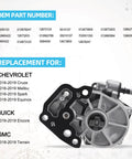 Front view of a brake vacuum pump with metal body and black mounting bracket for GM 1.4L/1.5L engines