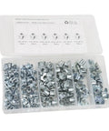 Heavy Duty Galvanized T Nuts Set One Hundred Ten Pieces Pronged Tee Nuts For Wood And Wet Environments in storage case