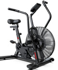 Air Resistance Fan Bike With Dual Action Handlebars And Dual Layer Transmission for home gym HIIT cardio workout with Bluetooth app