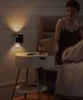 L LOHAS LED plug-in night light on wall; black top, white base, dusk-to-dawn sensor, warm white 3000K, 2-pack