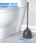 Toilet Plunger With Holder All Angle Design Built Tough For Bathroom Universal 4 Tier Rubber Suction Cup Fits Most Toilet Drains Up To 5.5 Inches Black next to toilet