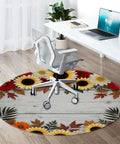 Vintage Floral Non Slip Round Furniture Pad Thick Padded Floor Glider Hardwood Protector Heavy Duty Polyester Mat smooth ride under office chair.