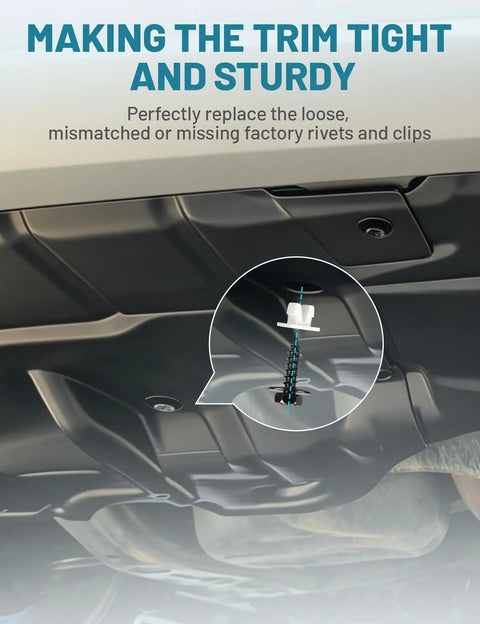 Premium 101 Piece Engine Undercover And Fender Retainer Clip Kit With Fastener Puller For Toyota Lexus showing a sturdy clip securing an engine cover.