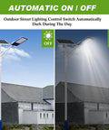 Automatic street lighting with photocell sensor kit for dusk to dawn control, showing day and night activation.