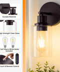 MATAMEYE Battery Operated Wall Sconce Set of 2, Rechargeable Wall Lights with clear glass and touch control.
