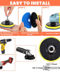 Instruction steps for Snag This Awesome Twenty Pack Of Four Inch Wet Dry Diamond Polishing Pads Set showing tool setup.