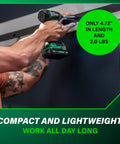 Worker using 18V MultiVolt Brushless Impact Driver Kit With 2 Batteries Charger Quick Change Quarter Inch Chuck for installation