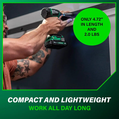 Worker using 18V MultiVolt Brushless Impact Driver Kit With 2 Batteries Charger Quick Change Quarter Inch Chuck for installation