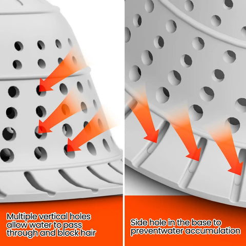 Universal Silicone Bathtub Drain Strainer With Tall Dome Design For Quick Shower Hair Catcher and Jewelry Protection No Sweat Setup with multiple holes for water flow.