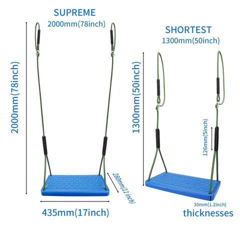 Durable Non Slip Swing Seat With Adjustable Rope For Tree Or Outdoor Backyard Play No Fuss Setup, Kid Safe, Blue, size details