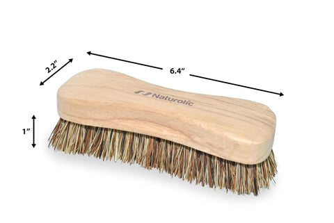 Heavy Duty Wooden Scrub Brush Set 12 Pack Stiff Palmyra Bristles For Tough Floors Tile Deck And Garage Grime Bulk Commercial Workshop Cleaning Supplies That Kick Serious Dust, wooden handle, stiff bristles, 6.4"