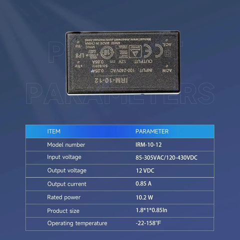 Rock Solid Plug and Play PCB Mount AC DC Power Supply 12V 0.85A 10.2W Universal Input 85 to 305VAC specifications