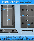 Ten Pack Deck Railing Bracket Connectors For 2x4 Posts 1.5 By 3.5 Inch Nylon with Screw Dimensions Image