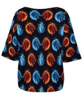 Back view of Women Casual Tee With Stretchy Comfort Loose Fit Ice Fire Dragons Print Boat Neck Short Sleeve Top for Everyday Wear