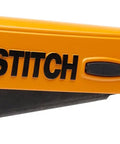 Side view of Heavy Duty Hammer Stapler For Light Wire Staples One Quarter Inch To Three Eighths Inch Quick Load Magazine Tool Free Jam Clearing Die Cast Frame Built To Last For Home DIY Projects Tacker with black handle and yellow body