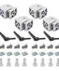 4 Pack Pro Grade Aluminum Extrusion Pivot Hinge Brackets For 1010 1020 2525 T Slot Profiles, Swivel Degree Adjustable, Includes Hardware And Handles, 1x1 Inch Connector Set, Heavy Duty DIY Build Kit. Four aluminum pivot hinge brackets with handles, screws, and nuts