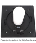 Close-up view of the base of a Six Pack Cord Free Solar Fence Post Light with on-off switch for easy control