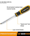 Slotted Screwdriver With Dual Material Handle And Speed Zone Grip For Quick No Slip Control 1/4 Inch Tip 24 Inch Length Black Oxide Tip