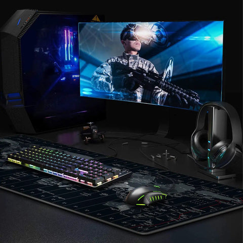 XXL Extended Gaming Mouse Pad With Premium Non Slip Base For Office And Gaming Setups 35.4 Inch By 15.7 Inch World Map Design Large Desk Mat under gaming keyboard and mouse