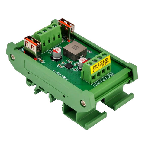 USB DC5V Buck Converter for DIN Rail Mounting Dual 5V Outputs Up To 2.4A Each Or Single 4.8A 8.5 To 32V Input industrial module