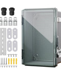 Weatherproof Outdoor Electrical Junction Box With Hinged Lockable Cover, Clear ABS Plastic Enclosure with mounting kit