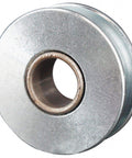 Heavy Duty Wire Rope Sheave Designed For Wire Rope Fits Up To Three Sixteenths Inch Cable Outer Diameter One And A Half Inches Plain Bearing Working Load Limit Five Hundred Twenty Five Pounds Inner Diameter Half Inch, steel sheave with visible bearings