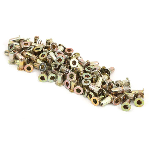 100 Piece M3 Zinc Coated Rivet Nut Set With Low Profile Threaded Inserts Shop Grade Assortment Kit showing various threaded inserts.