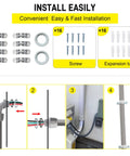 Installation steps and components of Half Inch 10 Foot Non Metallic Liquid Tight AC Whip Kit with 10 AWG Copper Wire and fittings