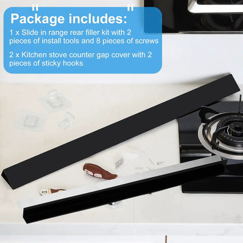 Three Pack Range Rear Filler Kit 30 Inch Triangular Fill Strip Cooktop Trim Kit With Screws Install Tools Gap Cover for Stove