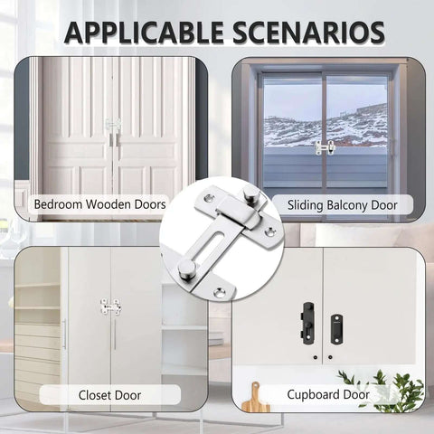 3 Pack Barn Door Lock Kit Stainless Steel Gate Flip Latch for sliding doors, cabinets, fences, bi fold closets and bathrooms.
