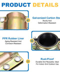 Product details of Water Pipe Repair Clamp Kit For 60mm OD Pipes showing galvanized carbon steel and PPR rubber liner.