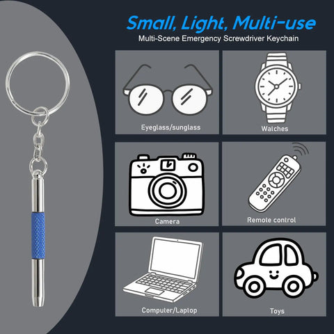 3 In 1 Eyeglasses Screwdriver Keychain Repair Kit With Small Phillips, Flathead And Nut Driver Bits For Eyeglasses, Sunglasses