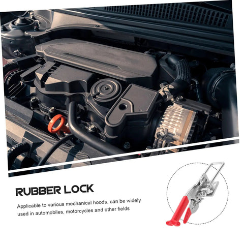Rubber T Handle Hasp Lock For Toolboxes And Car Hoods With Flexible Draw Latch For Secure Closure on engine