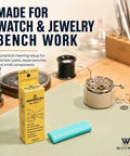 Rodico 6033 Cleaning Putty Bar Kit with Nylon Bristle Brush on workbench with watch components